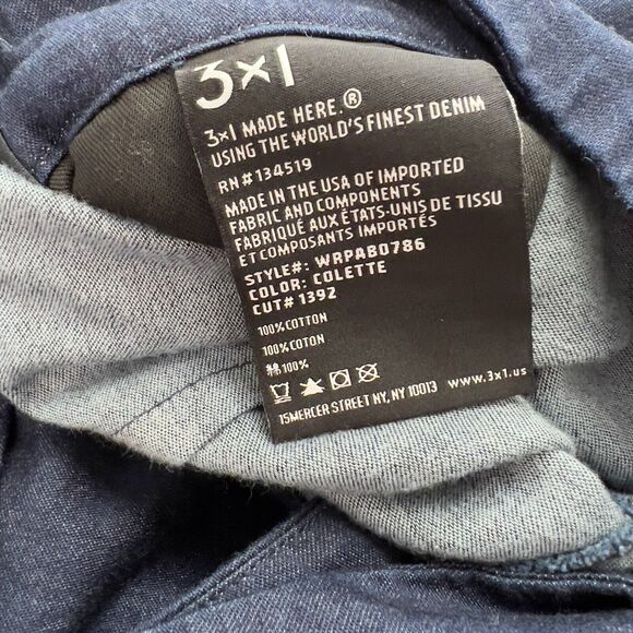 3X1 Peek-a-Boo Cutout-Waist Flared Crop Denim Jumpsuit In Colette Size M - Picture 7 of 11